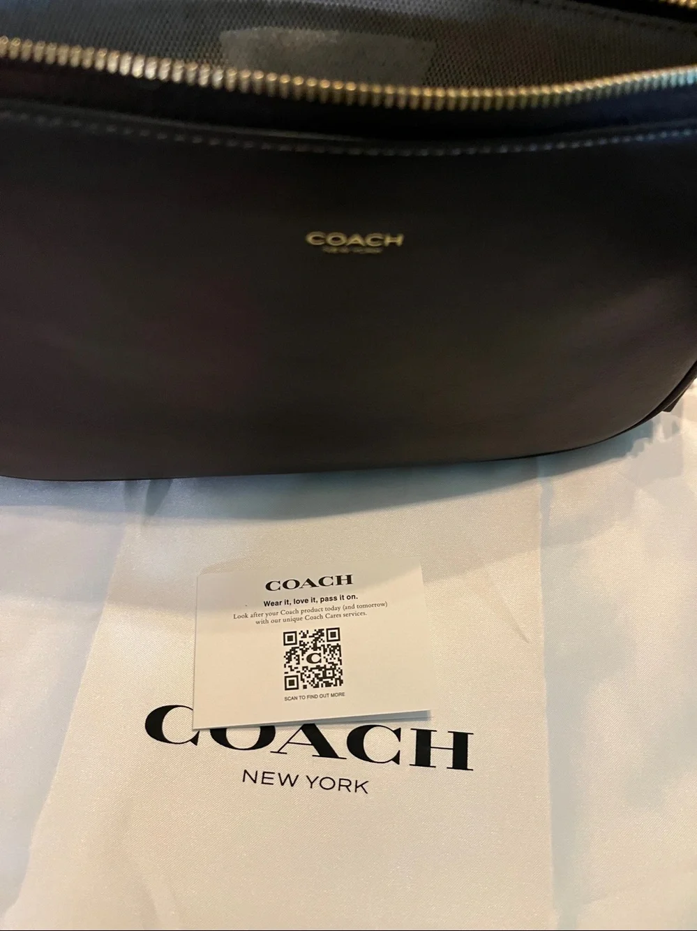 Coach Dark Brown Leather Shoulder Bag with Gold Logo